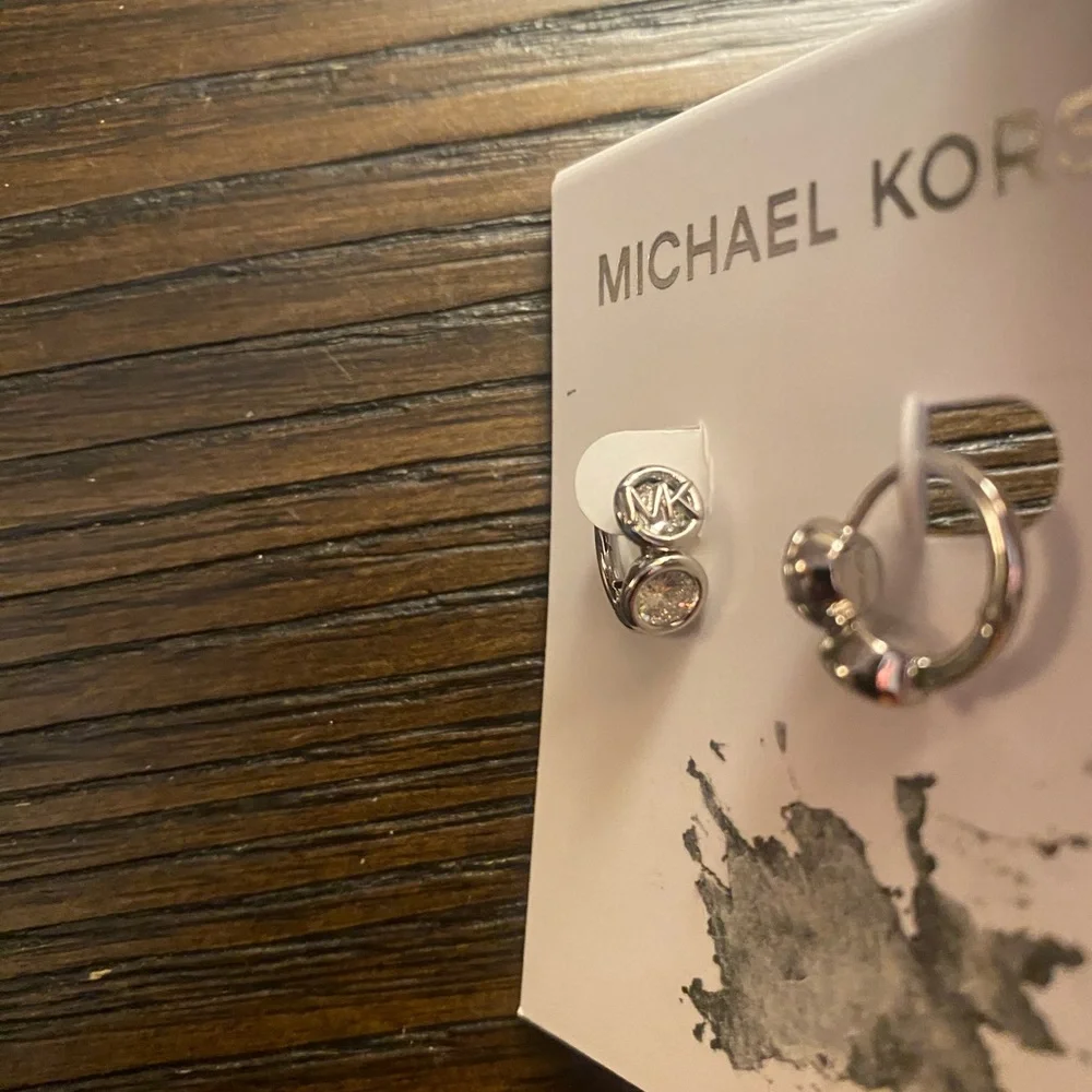 NEW Michael Kors small silver hoop earrings